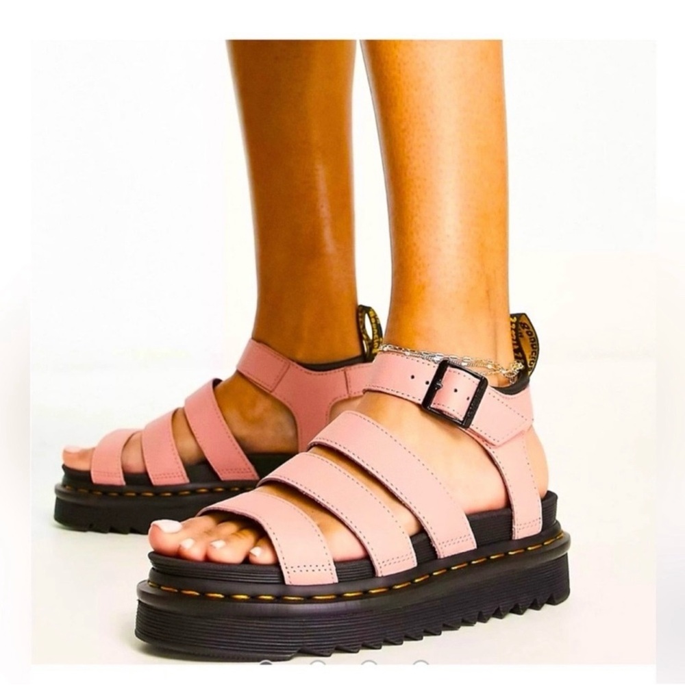 Dr. Martens Pink BLAIRE WOMEN'S PISA LEATHER STRAP SANDALS Size 9